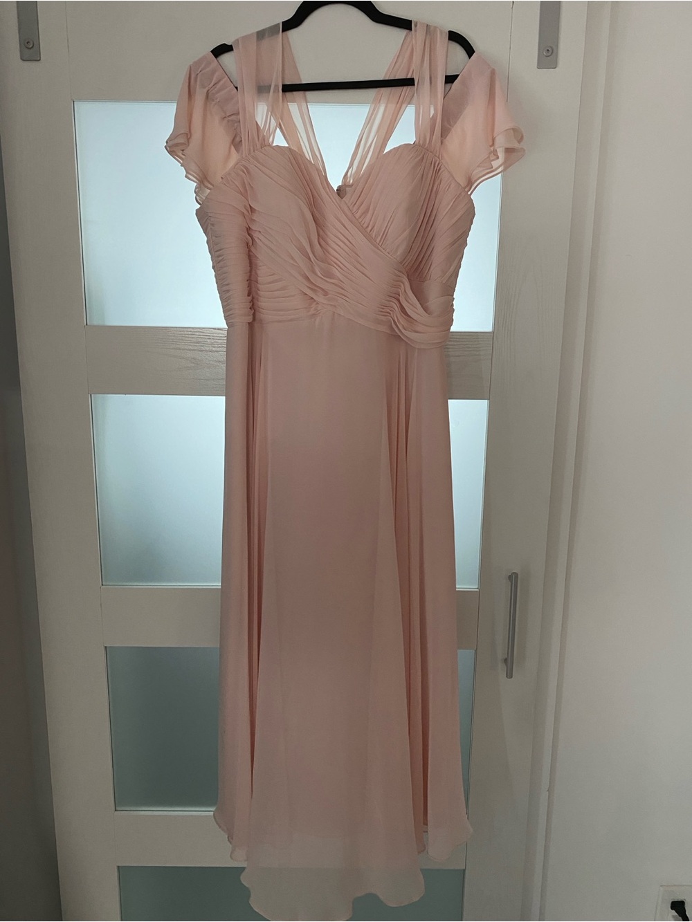 Dessy Collection Blush Pink Chiffon Prom Dress